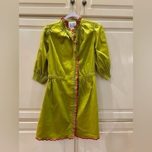 Alden Adair Lime Green Mini Dress with Pink Trim